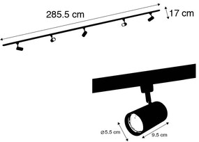 Sistem modern de șine monofazat cu 5 spoturi bronz închis - Jeana