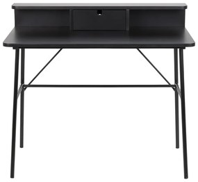 Birou cu raft si sertar DURANGO 100x55 cm, negru