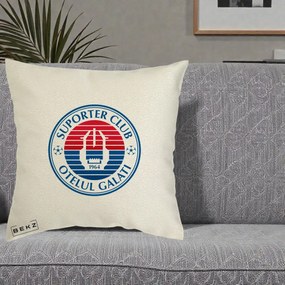 Perna Personalizata Otelul Galati Suporter Club 1964, 40x40 cm, Ecru, Husa Detasabila, Perna Inclusa, BEKZ®