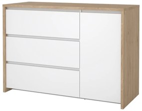 Comodă albă-în culoare naturală cu aspect de lemn de stejar 119x84x48 cm Next – Tvilum