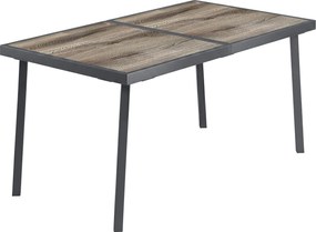 Outsunny Masă de Patio, Masă de Balcon, Masă de Dining pentru Exterior 145 x 85 cm pentru 6 Persoane cu Efect de Lemn, Cadrul din Oțel, Gri | Aosom Romania