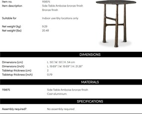 Masuta auxiliara LUX, Aluminiu turnat, Amboise