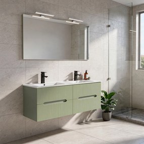 Trent Mobilier de baie 120 cm chiuvetă ceramică cu oglindă 60x120 cm verde măslin verde-pistachio