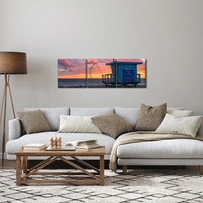 Tablou de pe plaja Santa Monica (cu ceas) (90x30 cm)
