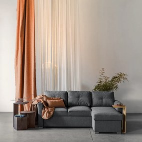 Coltar Extensibil 3 Locuri Cu Spatiu de Depozitare, Gri Antracit, 244x87 156x87 cm - Mustard