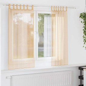 vidaXL Perdele Voile cu Bucle 2 buc Nisip 140x175 cm