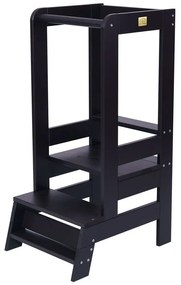 Turn de învățare negru din lemn de pin Montessori – Meowbaby