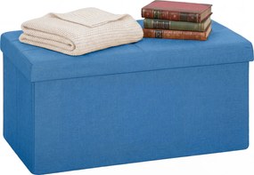 HOMCOM Puf de depozitare, bancă de depozitare pliabilă 84 L 76x38x38 cm tapițată în in sintetic albastru deschis | Aosom Romania