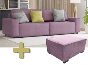 Canapea extensibila trei locuri cu taburet SMART SET, lila