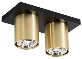 Plafoniera moderna cu spoturi neagra cu auriu 2 lumini - Tubo