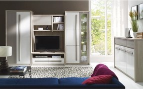 Mobila living clasic modern ROMA+comoda ROMA 12, stejar ferrara/alb, P
