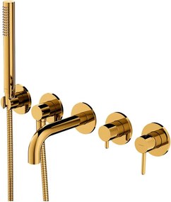 aterie cada-dus incastrata Omnires Y finisaj auriu lucios 5 elemente cu corp ingropat pipa 17 cm