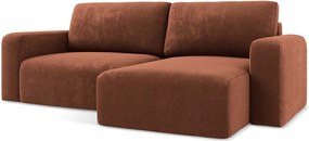 Colțar teracotă extensibil/cu spațiu de depozitare cu tapițerie din chenille (cu colț pe partea dreaptă/cu șezlong) Kona – Makamii