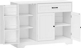 HOMCOM Bufet modern de bucătărie cu sertar, polițe reglabile, mic spațiu de depozitare pentru bucătărie cu compartimente pe ușă, Alb | Aosom Romania