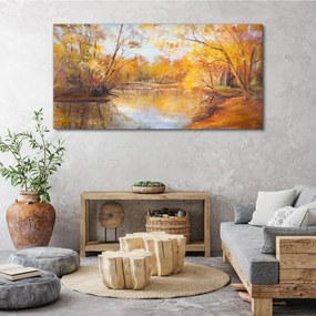 Tablou canvas pădure râu natura toamna