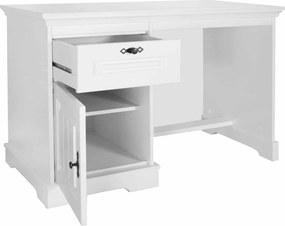 Birou lemn masiv alb Amelia, 120 × 60 × 80 cm