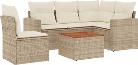 vidaXL Set canapele de grădină cu perne, 6 piese, bej, poliratan