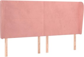 vidaXL Tăblie de pat cu aripioare, roz, 163x23x118/128 cm, catifea
