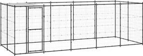vidaXL Padoc pentru câini de exterior cu acoperiș, 12,1 m², oțel