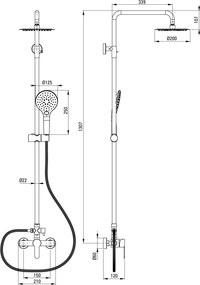 Lupo Pălărie de duș, 3-funcții - cu baterie Finisaj: Oțel periat NLU_F1RK