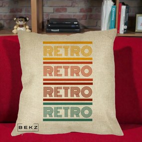 Perna Decorativa RETRO Text Multicolor, 40x40 cm, Crem, Husa Detasabila, Perna Inclusa, BEKZ®