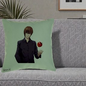 Perna Personalizata Death Note Light Yagami cu Mar, 40x40 cm, Verde, Husa Detasabila, Perna Inclusa, BEKZ®