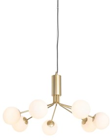 Lampa suspendata moderna aurie cu sticla opal 7 lumini - Coby