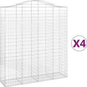 vidaXL Coșuri gabion arcuite, 4 buc, 200x50x220/240cm, fier galvanizat