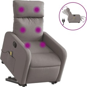 vidaXL Fotoliu electric masaj rabatabil cu ridicare, gri taupe, textil