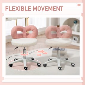 HOMCOM Scaun rotativ cu înălțime reglabilă din țesătură albă și roz | Aosom Romania