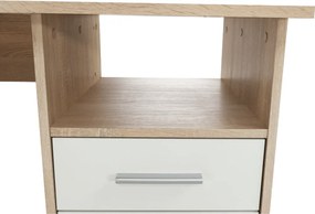 Masă PC de colţ, stejar sonoma/albă, MAURUS NEW MA11