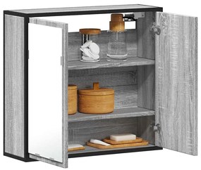 vidaXL Dulap de baie cu oglindă gri sonoma 65x20x60 cm lemn compozit