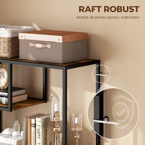 HOMCOM Bibliotecă Mobilă cu 7 Nivele din Lemn și Oțel în Stil Industrial, 83x34x180 cm, Maro | Aosom Romania