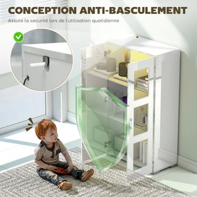 HOMCOM Bufet cu LED RGB 16 culori și telecomandă, finisaj lucios, uși vitrate, rafturi din sticlă, 71x35x126 cm, alb | Aosom Romania