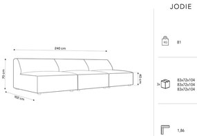 Canapea crem cu tapițerie din catifea 240 cm Jodie – Micadoni Home