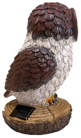 Decoratiune gradina, polirasina, lampa solara, bufnita, 14x14x25 cm