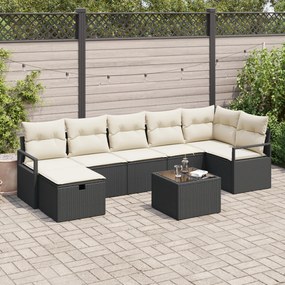 Set canapea grădină vidaXL 8 piese cu perne negre din rattan poli