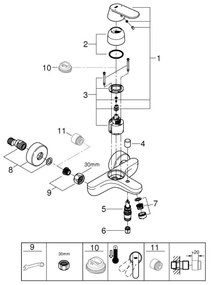 GROHE 32831000 - Baterie pentru cadă EUROSMART COSMOPOLITAN DN 15, crom lucios