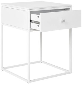 Vita noptieră, 1 sertar, alb, cadru alb 40x40x55 cm