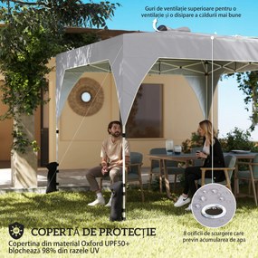 Outsunny Pavilion 3x3m Pliabil, Montaj Ușor cu Buton, UPF 50+ Protecție | Aosom Romania