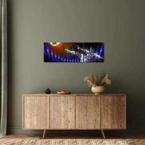 Tablou - Fotbaliști în săritură (cu ceas) (90x30 cm)