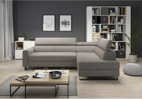 Coltar extensibil LIVIO, sezlong dreapta, stofa catifelata bej - Whisp
