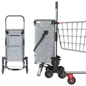 Jurhan Geantă de cumpărături pe roți pentru scări COMFORT, 50L, gri