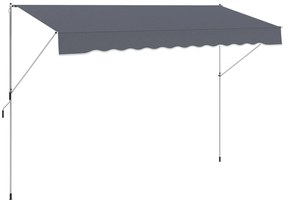 Outsunny Copertină Retractabilă cu Braț Pliabil, 400x120 cm, Gri Închis | Aosom Romania