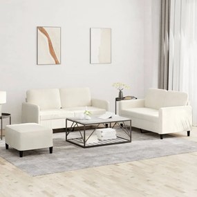 vidaXL Set de canapele, 3 piese, crem, catifea