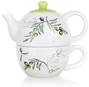 Ceainic ceramic cu ceașcă Banquet Olives