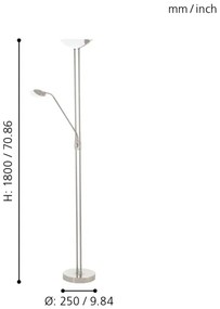 Lampadar LED dimabil Eglo 93874 BAYA 1 LED/20W + LED/2,5W crom mat