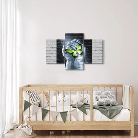 Tablou - Fluture verde în perete (90x60 cm)