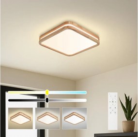 Brilagi - Lampă LED dimabilă MOLINA SQUARE LED/48W/230V stejar 40x40 cm + telecomandă