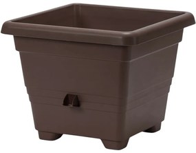 Jardinieră cu auto-irigare Plastia Bergamot 40 x 40 cm, maro, 40 x 40 cm